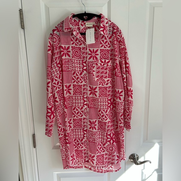 JULIA AMORY Twiggy Dress Rouge Batik Patchwork Red sz L NWT - Picture 1 of 8